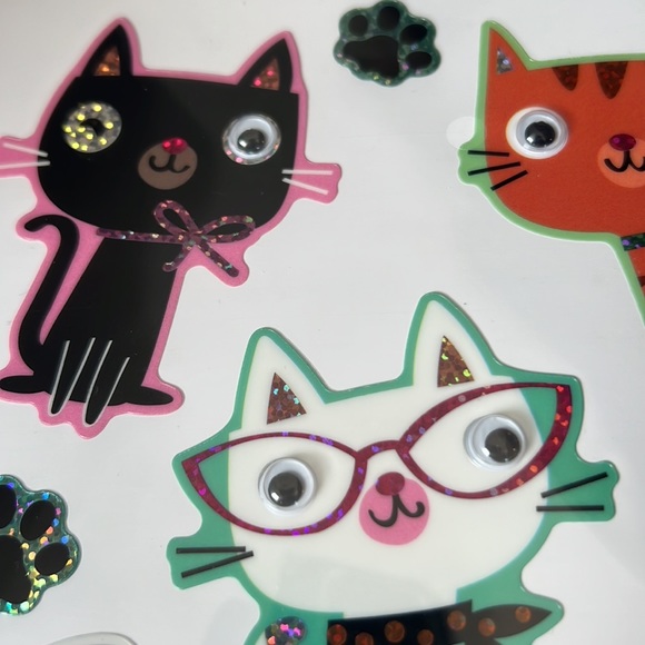 🆕 NEW Laser Stickers with Cat Googly Eyes Autocollants chats avec yeux remuants - Picture 6 of 7